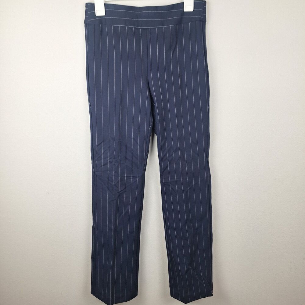 Jones & Co NY Pinstripe Dress Pants Womens Blue Stretch Pull On - Small